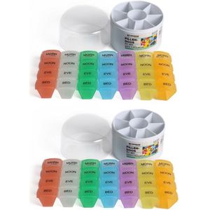 2x stuks benson medicijnen dozen/pillendozen gekleurd 28-vaks - Geneesmiddelen bewaar box