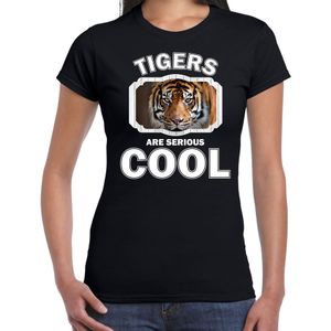 Dieren tijgers t-shirt zwart dames - tigers are serious cool shirt - cadeau t-shirt tijger/ tijgers liefhebber