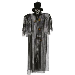 Fiestas Horror decoratie skelet spook bruidegom pop - hangend - met licht -180 cm - Halloween hangdecoratie