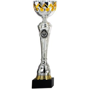 Trofee/prijs beker cup - zilver/goud - kunststof - 30 x 8 cm