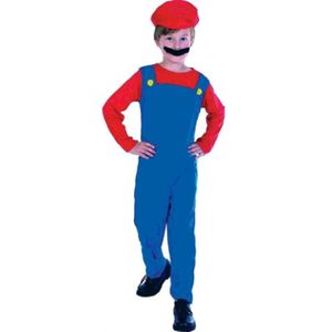 Loodgieter Mario verkleed kostuum voor kinderen - Carnaval/verkleedkleding - Verkleden - Loodgieter outfit/kostuum/pak