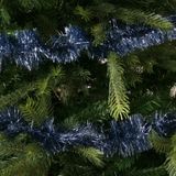 4x Kerstslinger donkerblauw 270 cm - Guirlande folie lametta - Donkerblauwe kerstboom versieringen