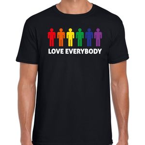 Bellatio Decorations Gay Pride shirt - love everybody - regenboog - heren - zwart