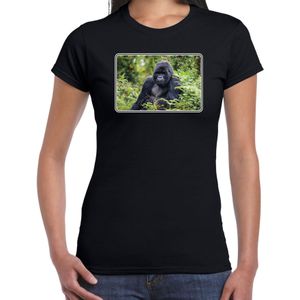 Dieren shirt met apen foto - zwart - voor dames - natuur / Gorilla aap cadeau t-shirt / kleding
