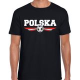 Polen / Polska landen / voetbal t-shirt met wapen in de kleuren van de Poolse vlag - zwart - heren - Polen landen shirt / kleding - EK / WK / voetbal shirt