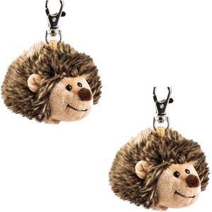 Set van 2x stuks pluche mini egel Iggy knuffel sleutelhanger 10 cm - Pluche dieren cadeau knuffels/knuffeltjes voor kinderen