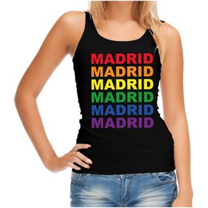 Regenboog Madrid gay pride / parade zwarte tanktop voor dames - LHBT evenement tanktops kleding