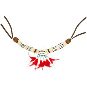 Boland Carnaval/verkleed accessoires Indianen sieraden - kralen/veertjes ketting - kunststof - volwassenen