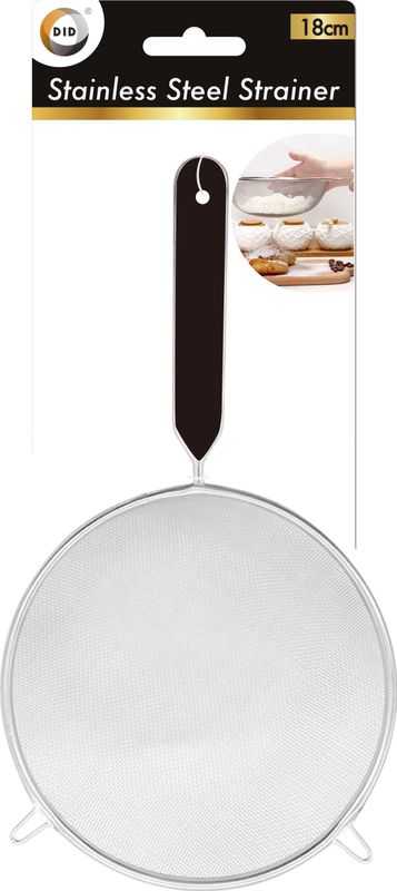 Keuken vergiet/zeef edelstaal 18 cm - Keuken/koken benodigdheden - Zeven/vergieten