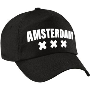 Amsterdam cap/pet zwart voor dames en heren - Amsterdam steden baseball cap