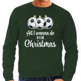 Bellatio Decorations Foute Kersttrui voetbal Kerst - sweater groen - heren