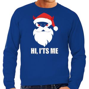 Devil Santa Kerstsweater / Kerst trui hi its me blauw voor heren - Kerstkleding / Christmas outfit