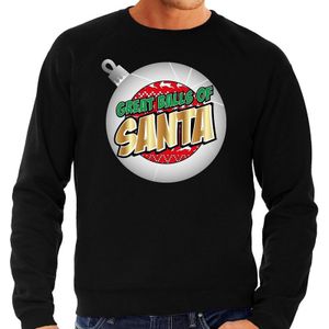 Foute Kersttrui / sweater - Great balls of Santa zwart voor heren - kerstkleding / kerst outfit