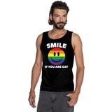 Smile if you are gay emoticon tanktop/ singlet shirt zwart heren - LGBT/ Gay pride shirts