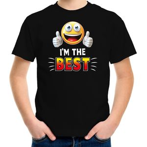 Funny emoticon t-shirt I am the best zwart voor kids -  Fun / cadeau shirt