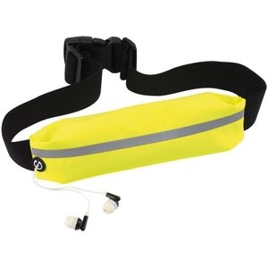 Geel hardloop heuptasje/buideltasje 24 x 4,2 cm - Reflecterend - Spatwaterdicht - Gele heuptassen/fanny pack voor op reis/onderweg