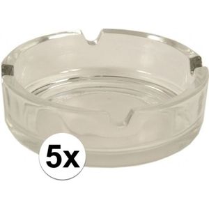 5x Glazen asbakken 10.5 cm - Voordelige asbak 5 stuks