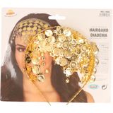 Fiestas Guirca Buikdanseres haarband/diadeem met muntjes - goud - dames verkleedaccessoire