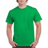 Set van 3x stuks fel groene katoenen t-shirts voor heren 100% katoen - zware 200 grams kwaliteit - Basic shirts, maat: S (36/48)