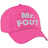 Mr. FOUT pet  / cap roze met zilver bedrukking heren -  Foute party cap