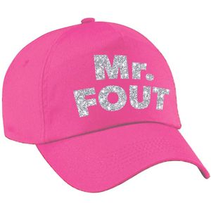 Mr. FOUT pet  / cap roze met zilver bedrukking heren -  Foute party cap