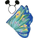 Vlinder verkleed set - vleugels en diadeem - blauw - kinderen - carnaval verkleed accessoires