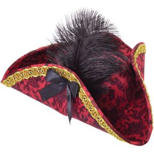Rubies Carnaval verkleed hoed voor een Piraat - rood/zwart - polyester - dames