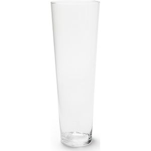 Transparante conische vaas/vazen van glas 17 x 50 cm - Woonaccessoires/woondecoraties - Glazen bloemenvaas - Boeketvaas