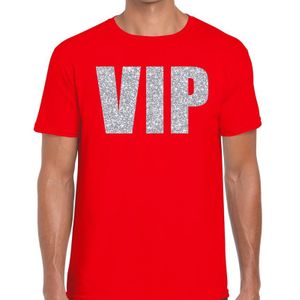 VIP zilver glitter tekst t-shirt rood voor heren