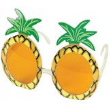 4x stuks tropische Hawaii thema verkleed bril met ananas glazen - Carnaval feestbrillen