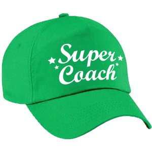 Super coach cadeau pet / baseball cap groen voor dames en heren - kado voor een coach