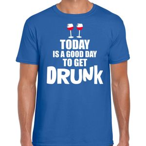 Blauw fun t-shirt good day to get drunk  - heren -  Drank / festival shirt / outfit / kleding
