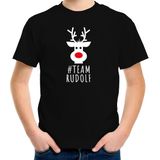 Bellatio Decorations kerst t-shirt voor kinderen - team Rudolf - zwart - Kerstdiner