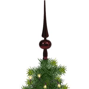 Piek/kerstboom topper - kunststof - bordeaux rood - H28 cm - Kerstversiering