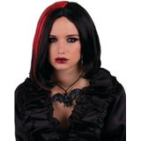 Funny Fashion Heksen/Vampier pruik kort haar - zwart/rood - dames - Halloween/Carnaval