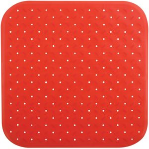 MSV Douche/bad anti-slip mat badkamer - rubber - rood - 54 x 54 cm - met zuignappen