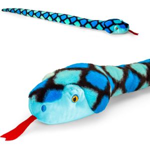 Pluche knuffel dieren slang blauw 100 cm - Knuffelbeesten reptietel speelgoed
