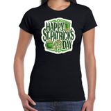 St. Patricks day t-shirt zwart voor dames - Happy St. Patricks day - Ierse feest kleding / outfit / kostuum