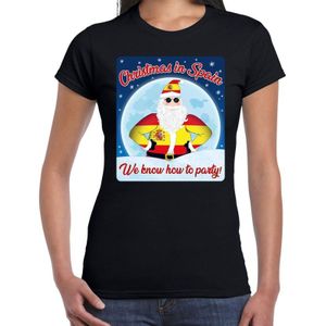 Fout Spanje Kerst t-shirt / shirt - Christmas in Spain we know how to party - zwart voor dames - kerstkleding / kerst outfit