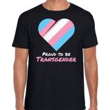 T-shirt proud to be transgender - Pride vlag hartje shirt - zwart - heren -  LHBT - Gay pride kleding / outfit