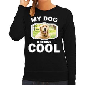 Golden retriever honden trui / sweater my dog is serious cool zwart - dames - Golden retrievers liefhebber cadeau sweaters