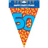 Paperdreams verjaardag 50 jaar thema vlaggetjes - 3x - feestversiering - 10m - folie - dubbelzijdig