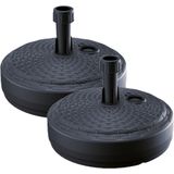 2x Stuks ronde rotan kunststof parasolvoeten antraciet 10 liter - diameter 39 cm