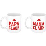 Papa en Mama Claus koffiemokken / thee bekers kerstcadeau voor vader/moeder 300 ml - Kerstmokken