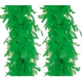 Veren Boa - 2 stuks - Carnaval verkleed accessoire - groen - 180 cm