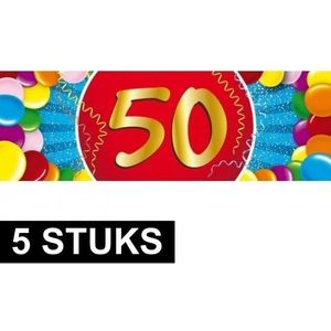 5x 50 jaar stickers - Abraham/Sarah - Verjaardag/Jubilieum stickers - 50 jaar feest decoratie/versiering