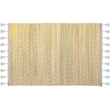 Set van 4x stuks placemats grijs met franjes - bamboe - 45 x 30 - Tafel onderleggers