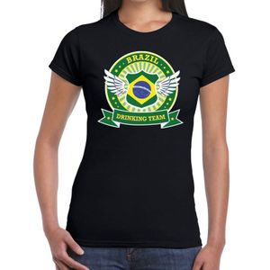 Zwart Brazil drinking team t-shirt zwart dames - BraziliÃÂ« kleding