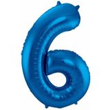 Cijfer ballonnen - Verjaardag versiering 16 jaar - 85 cm - blauw