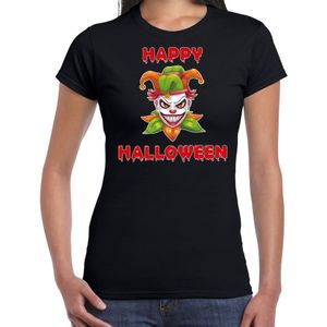 Happy Halloween groene horror joker verkleed t-shirt zwart voor dames - horror joker shirt / kleding / kostuum / horror outfit